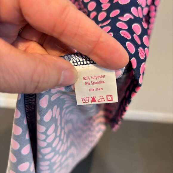 JB by Julie Brown Navy Blue Pink Polka Dot Sleeveless Turtleneck Shift Dress - Picture 5 of 7